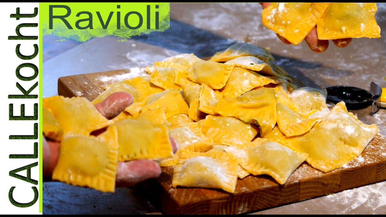 Ravioli selber machen mit Ricotta- Ruccola- Füllung. So geht's. Rezept