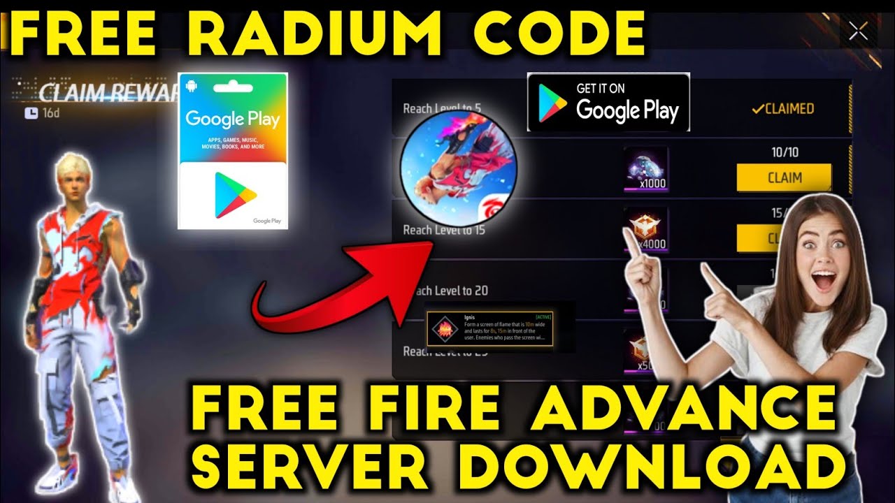 free fire advance server update Ob42 || free  radium code Google Play Store 