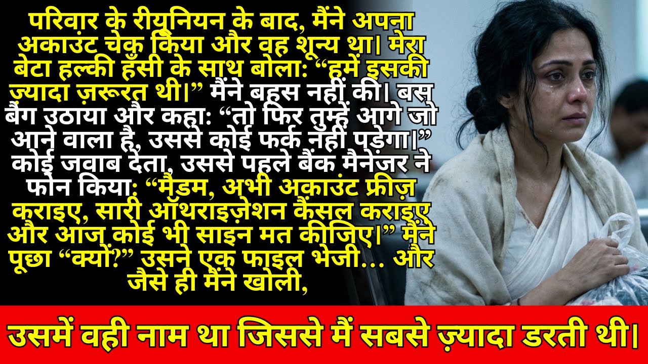 रीयूनियन के बाद अकाउंट शून्य… बेटे की हँसी—बैंक: अकाउंट फ्रीज़ करो, आज साइन मत करो!
