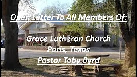 Open Letter To Pastor Toby Byrd And All Members of...