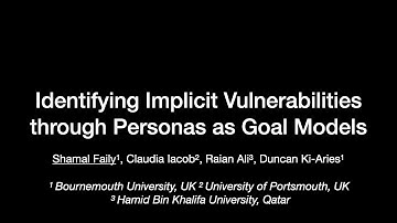 ESORICS2020-SECPRE2020-Identifying Implicit Vulnerabilities through Personas as Goal Models Abstract