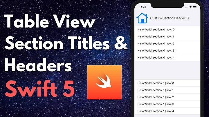 TableView Section Headers & Titles (Swift 5, Xcode 12) - 2020