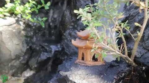 hồ cá koi di động kết hợp non bộ thác nước loại lớn mới hoàn thành.