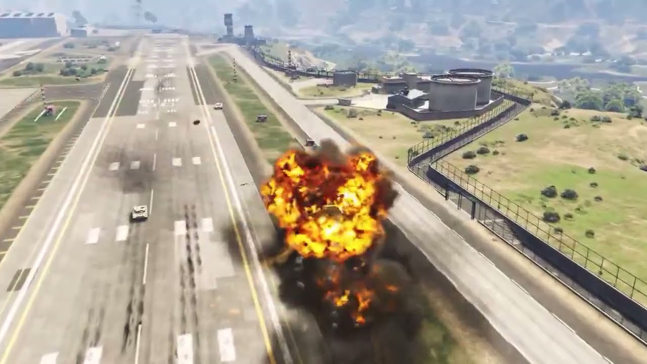 Fighter Jets & Helicopters Attack On Military Convoy & Airport GTA V