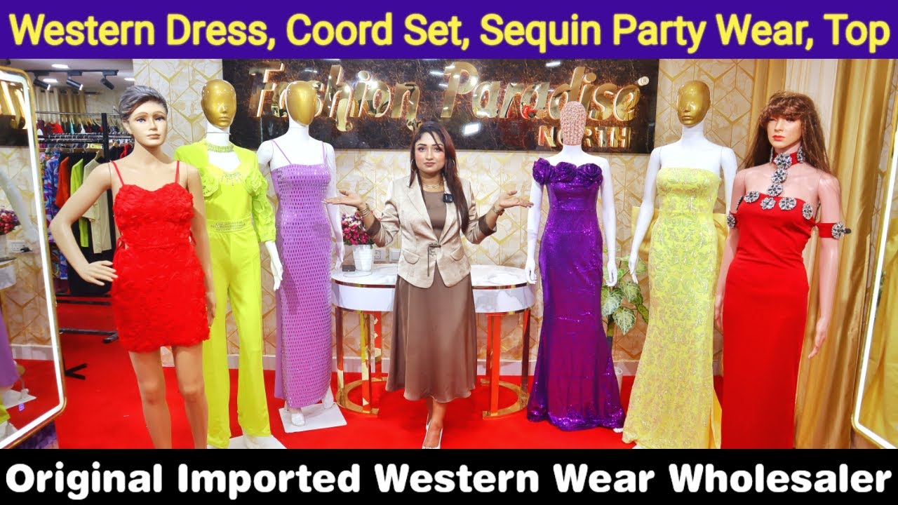 Imported Western Dress, Coord Set, Crop Top, Sequin Party Wear, Skirt Wholesaler in Kolkata