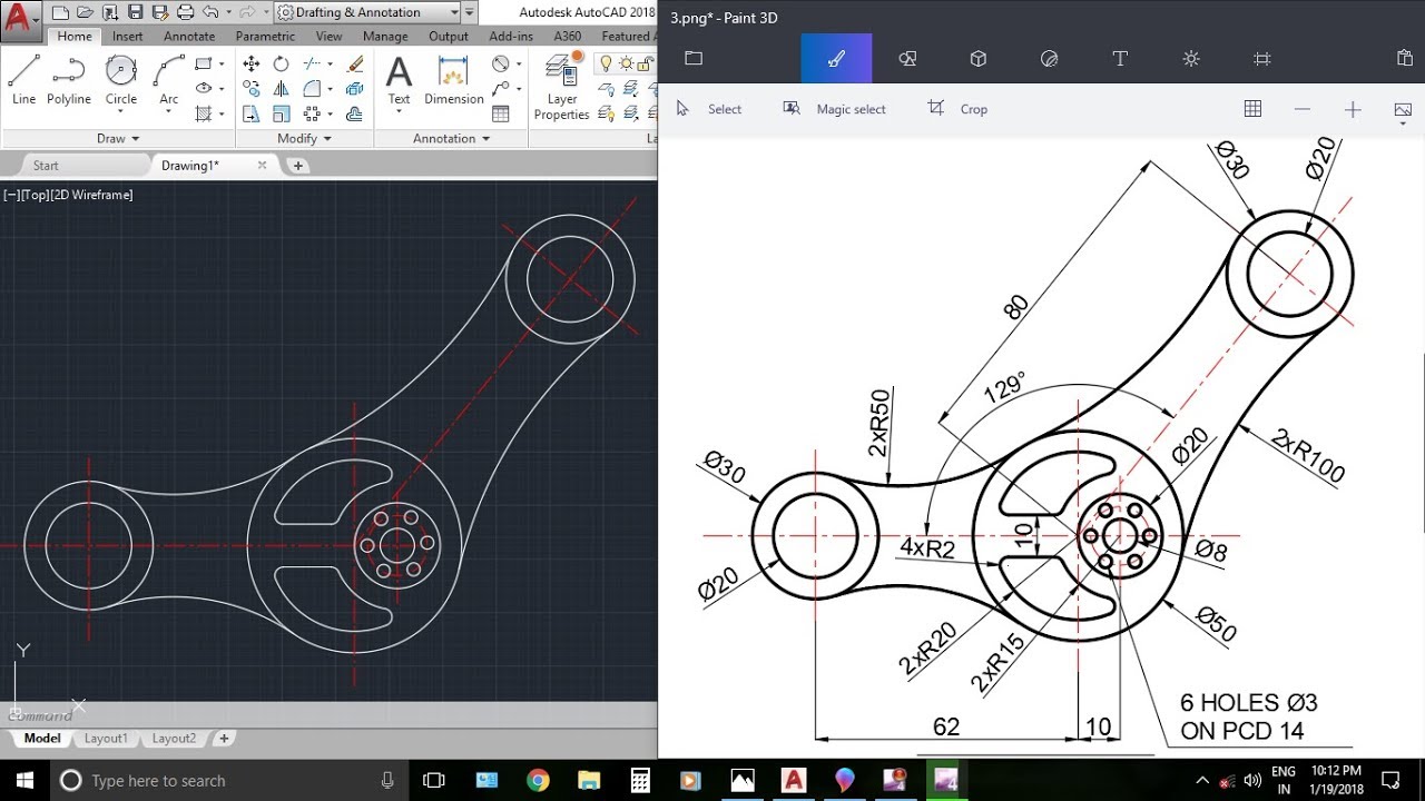 AutocAD 2D Practice Drawing Exercise 3 Basic Advance 