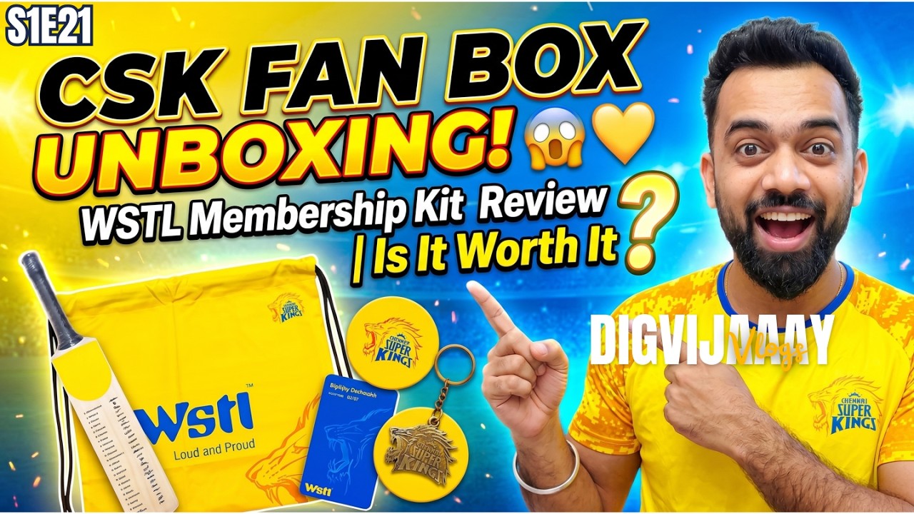 S1E21 | CSK Fan Box UNBOXING! 😱💛 | CSK WSTL Membership Kit Review ...
