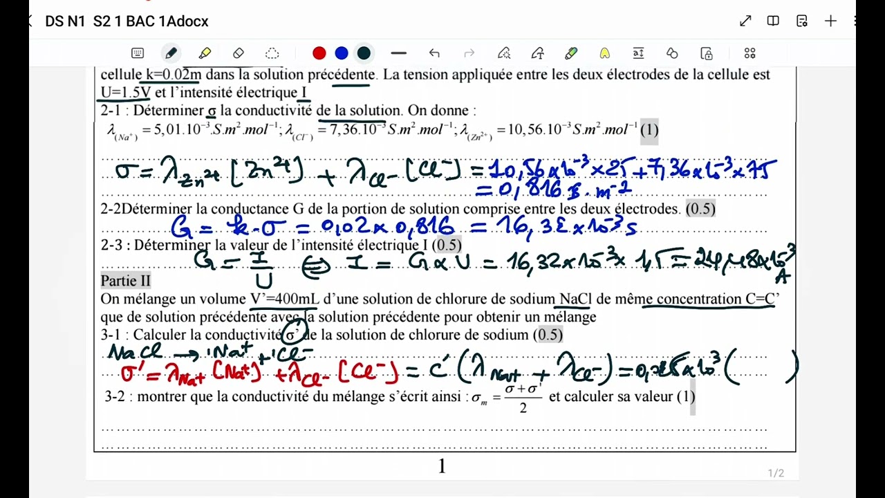 Controle N1 SEMESTRE 2 Physique chimie 1 BAC BIOF