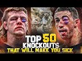 The most brutal top 50 knockouts  mma kickboxing  boxing craziest knockouts