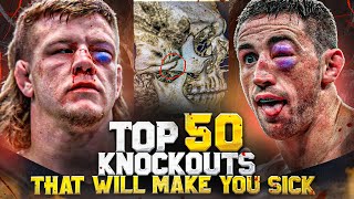 The Most Brutal Top 50 Knockouts | MMA, Kickboxing \& Boxing Craziest Knockouts