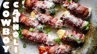 Cowboy Cannoli (Savory Bacon Cannoli) - Bacon-Wrapped Ricotta Cheese Appetizer.
