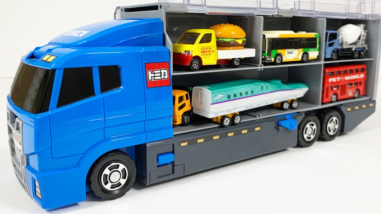 トミカ☆トミカのミニカーを開封してコンボイへ収納します☆Tomica minicar opening and store in Okatazuke convoy