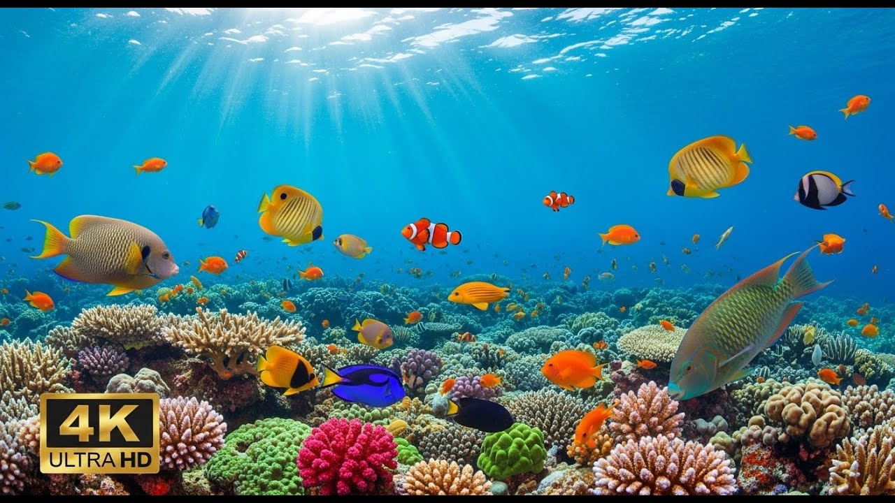 🐠 Aquarium 4K Ultra HD – Relaxing Coral Reef Fish & Calming Ocean Sounds for Meditation