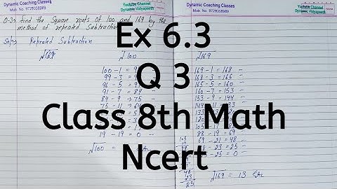 Ex 6.3, Q 3, Chapter 6, Squares & Square Roots, Class 8th Math, Ncert