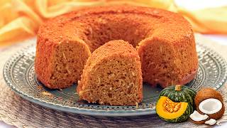 BOLO DE ABÓBORA COM COCO NO LIQUIDIFICADOR: SEM TRIGO, SEM LEITE E MUITO FOFINHO