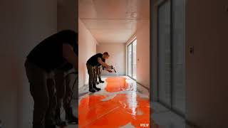 White &amp; Orange Epoxy Floor Transformation | Fresh Living Room Makeover🔥✨ #epoxyfloor #shortviral