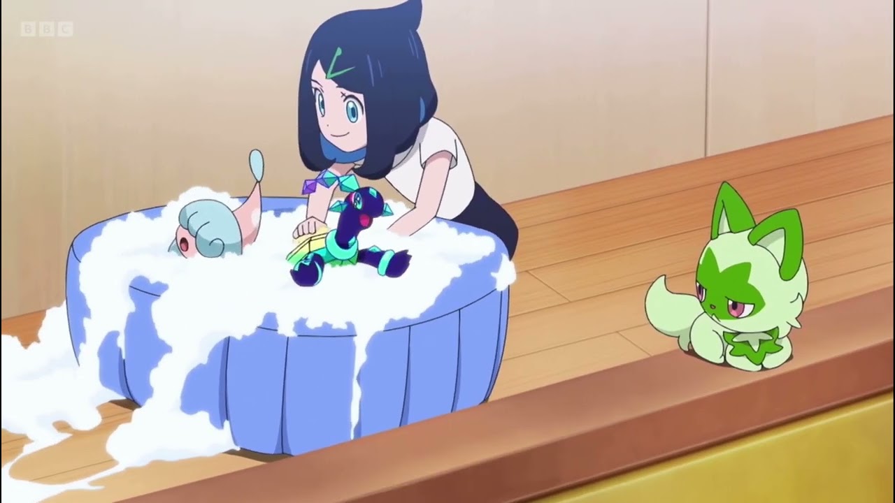 hatenna and terapagos taking a bubble bath - pokemon horizon englishdub 💖💞💕