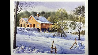 How to paint a winter scenery in watercolor