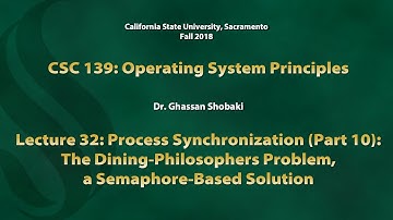 Operating Systems Lecture 32: Process Synch. (Part 10): The Dining-Philosophers Prob using Semaphore