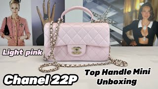 Chanel 22P Light Pink Top Handle Mini Classic Flap with