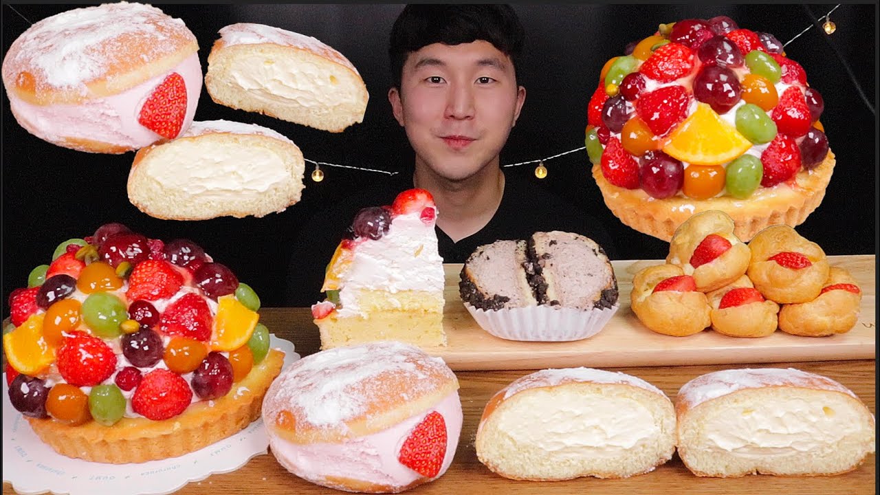 [SUB]상큼하게 터져볼려고 과일타르트 준비했습니다 (sweet and sour fruit tart, cream bread)#MUKBANG