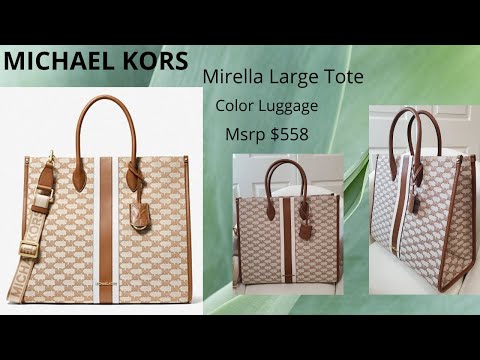 Michael Kors Mirella Large Striped Logo Tote Bag