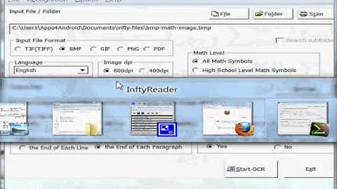 InftyReader Automatically Converting a TIF Math Image to MathML