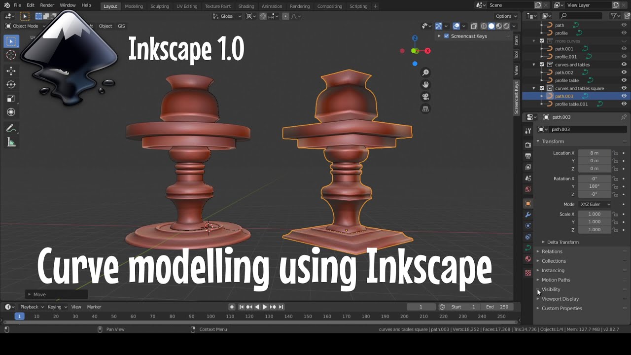 Blender 2.82/2.83 Modelling with Curves drawing curves in Inkscape