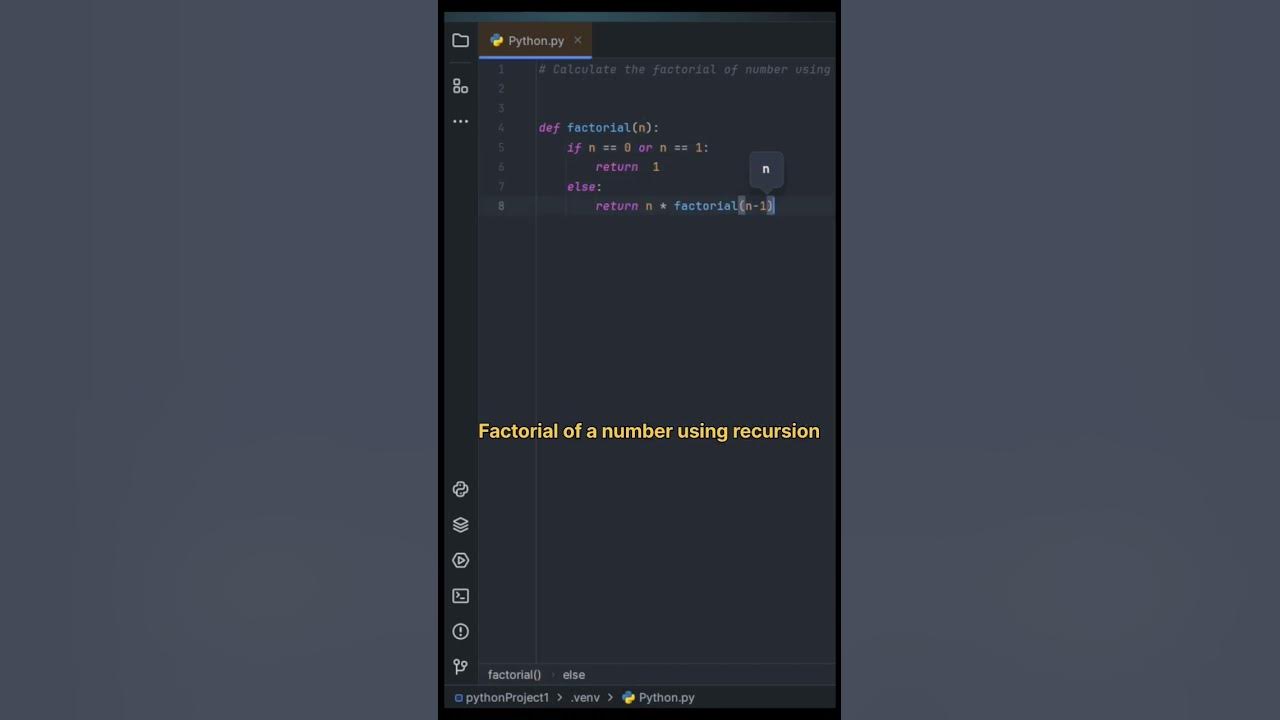 factorial of a number using recursion #python #programming #coding # ...