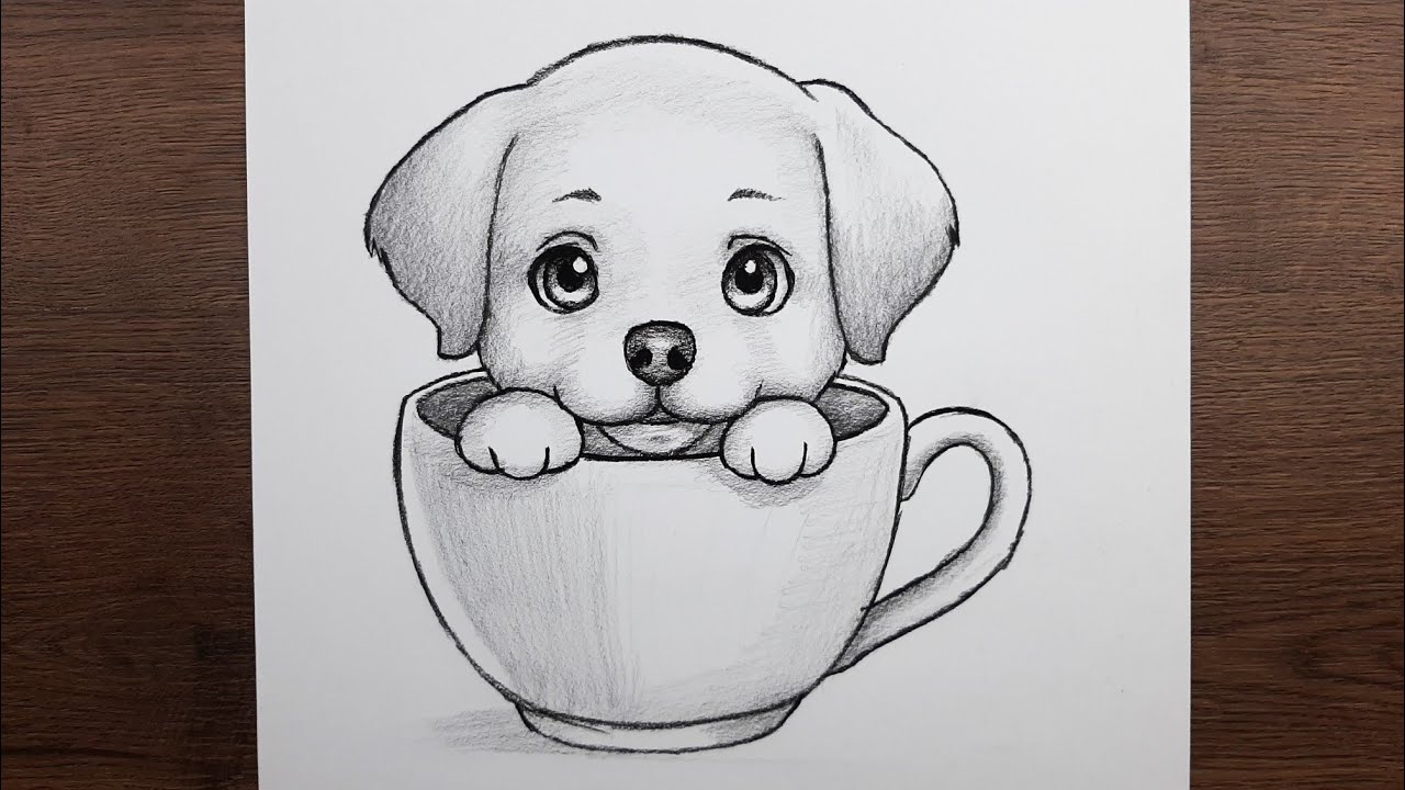 Kolay sevimli köpek resmi nasıl çizilir - Yeni başlayanlar için kolay çizim fikirleri öğretici çizim