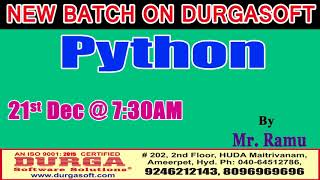New Batch On Python by Mr. Ramu on On 21st Dec 2017 @7:30AM At Maitrivanam(HYD) - Offline Batch