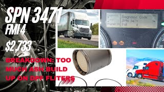 SPN 3471 FMI4 $2,732 breakdown too much ash build-up on DPF filters