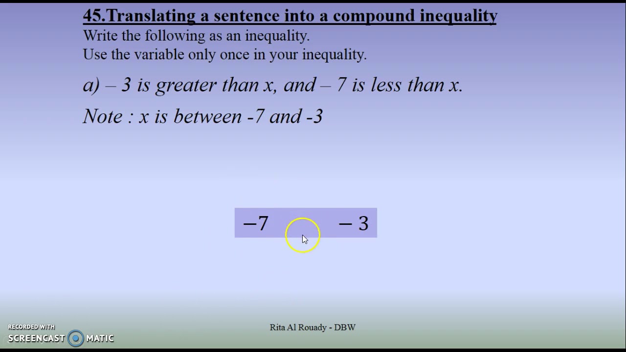 Translating A Sentence Into A Compound Inequality YouTube