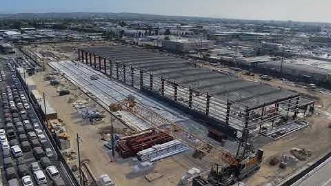 Time-lapse of steel erection at LAX Automated People Mover Maintenance & Storage Facility