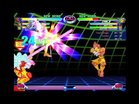 MvC2 Dhalsim + Ironman repulsor blast side switch reversal combos