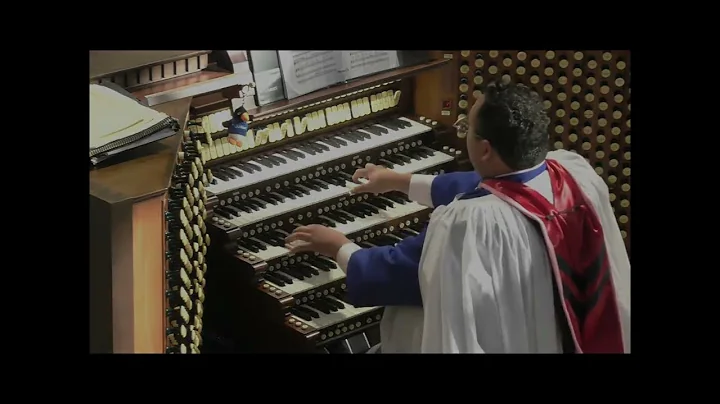 Fred Swann and David L. Ball conducting from the Hazel Wright Organ console