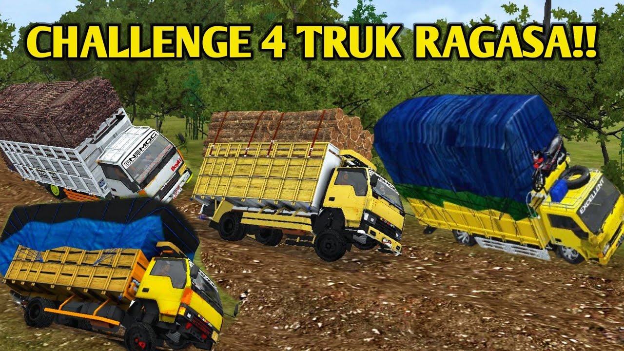 CHALLENGE 4 TRUK RAGASA MUATAN OVERLOAD DIJALAN OFFROAD RUSAK PARAH‼️👆 - BUSSID