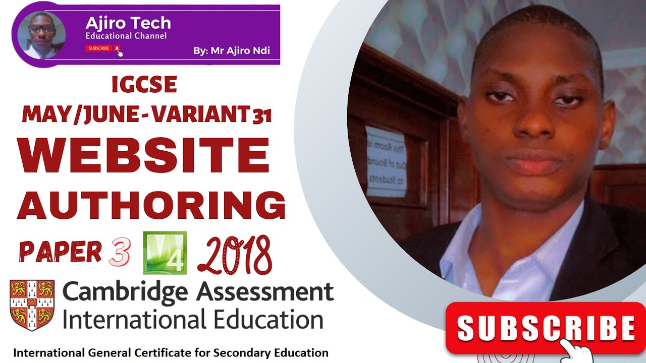 IGCSE ICT (0417/0983) Paper 3 Website Authoring May June 2018 Variant 31