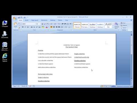 Microsoft Word 2007 Underline Text or Spaces