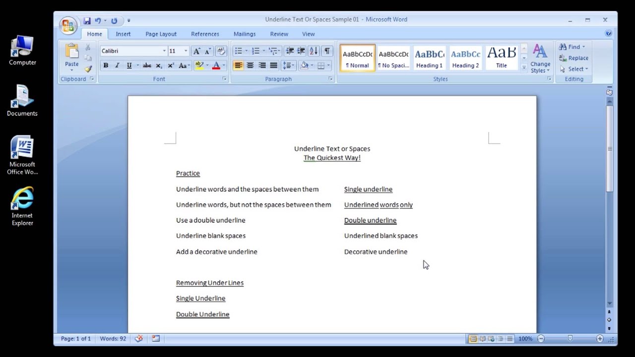 microsoft-word-2007-underline-text-or-spaces-youtube