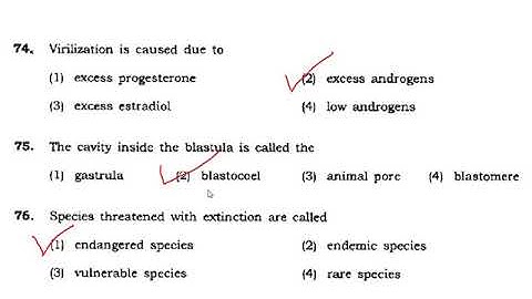 BHU M.Sc. Zoology (2013) entrance MCQ