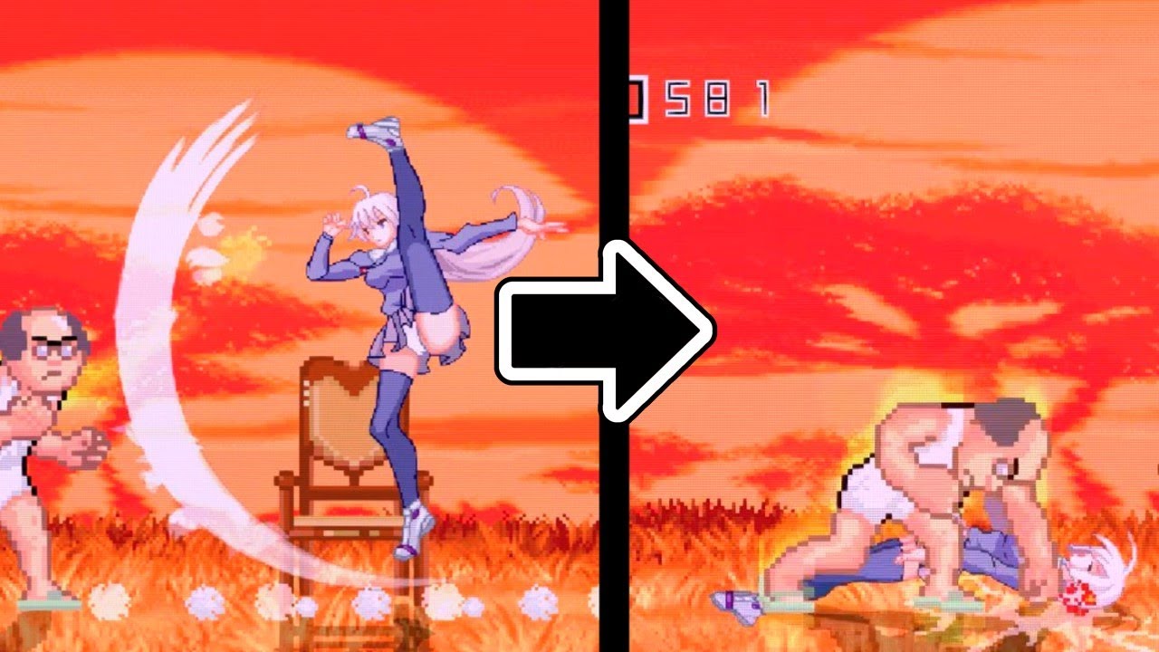 【Ryona】格闘自慢のJK vs キモおっさん　Fighter Girl vs Creepy Old Man 【リョナ/Mugen/格ゲー女子】