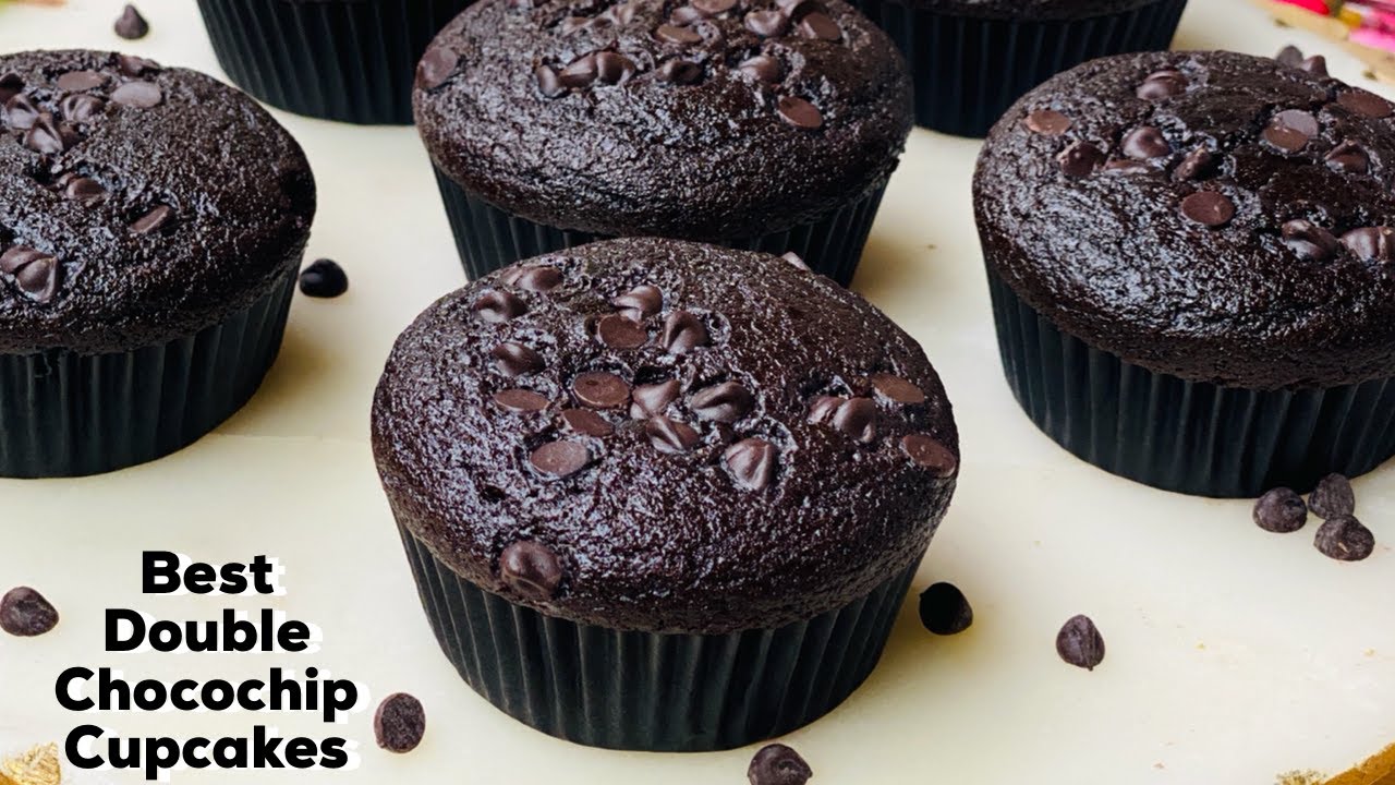 Best Double Chocolate Chip Cupcakes | Eggless Wheat Cupcakes | Chocolate cupcakes | Flavourful Food