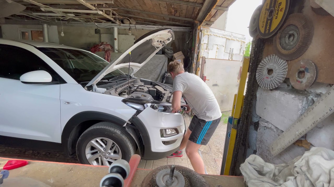 Хёндай туксон Hyundai Tucson как снять бампер заклеить решётку - YouTube