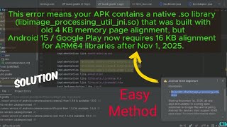 Android 16KB Alignment Error Fix (100% Working) | NDK & Native Library Solution 2026