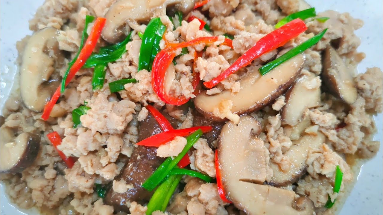หมูสับผัดเห็ดหอมสด เมนูง่าย.ๆ