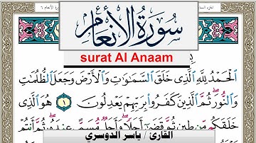 سورة الأنعام مكتوبة ياسر الدوسري Surah Al Anaam Yasser Al Dosari