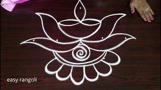 Creative Lotus Flower Rangoli With Deepam Deepam Kolam For Diwali 2018 Deepavali Muggulu