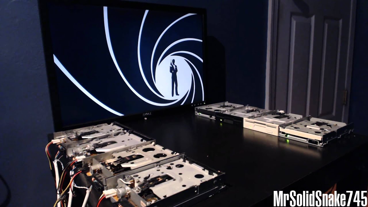James Bond Theme on eight floppy drives - YouTube