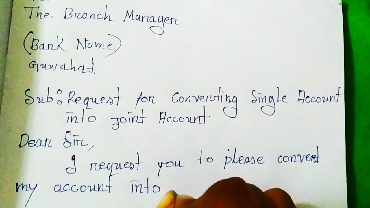 application letter for removing name from joint bank account